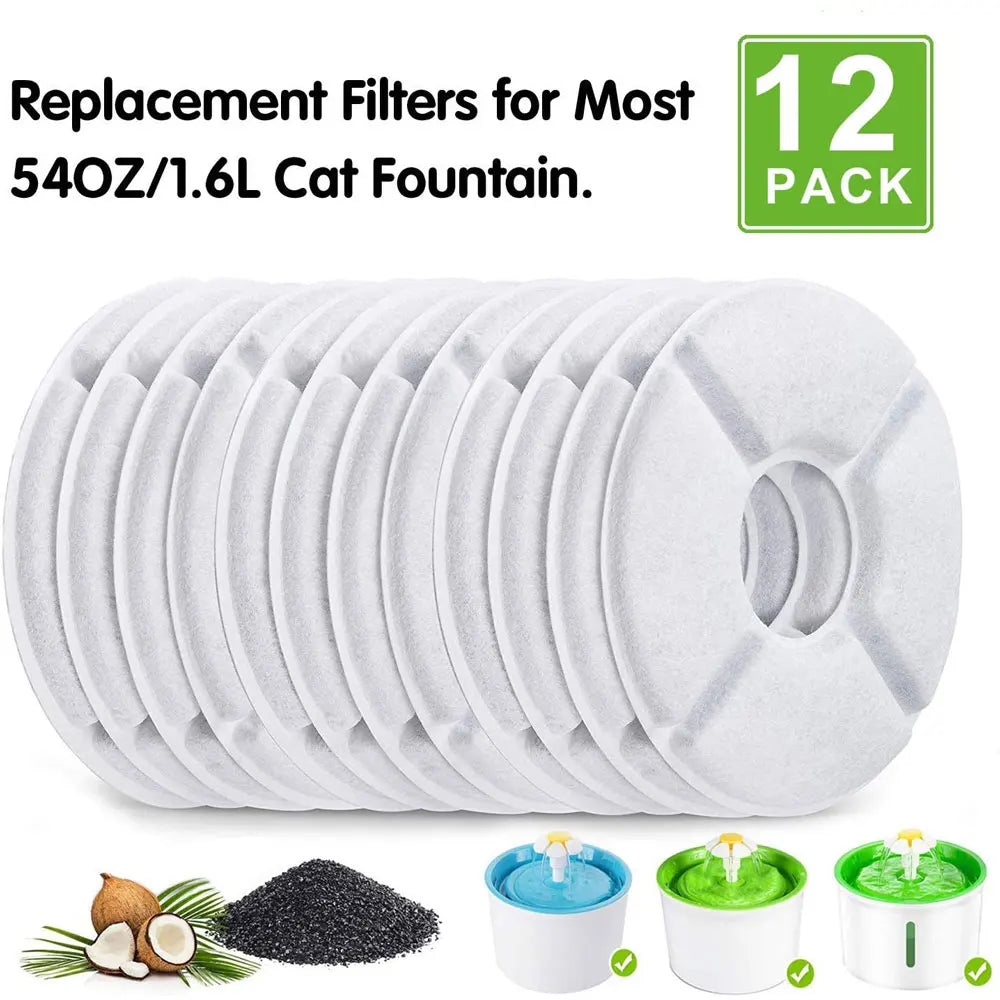 Reflective bird adventure harness-12Pcs Cat Water Fountain Activated Carbon Replacement Filter For 1.6L Automatic Pet Cat Water Fountain Dog Water Dispenser