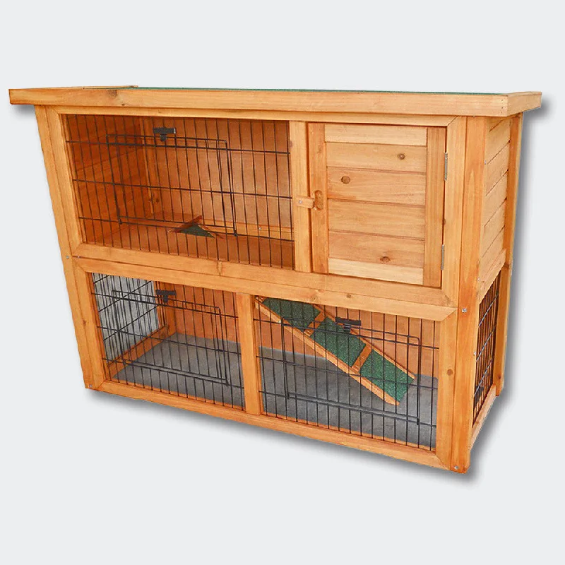 Faux-fur pet nest-2-Story Free Running Rabbit Hutch Wooden Pet House Guinea Pig, Hamster