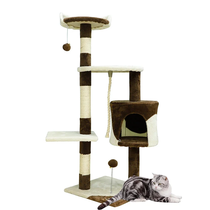 Quick-absorb pet pee mat-44 inches minimalist color blocking cat tree