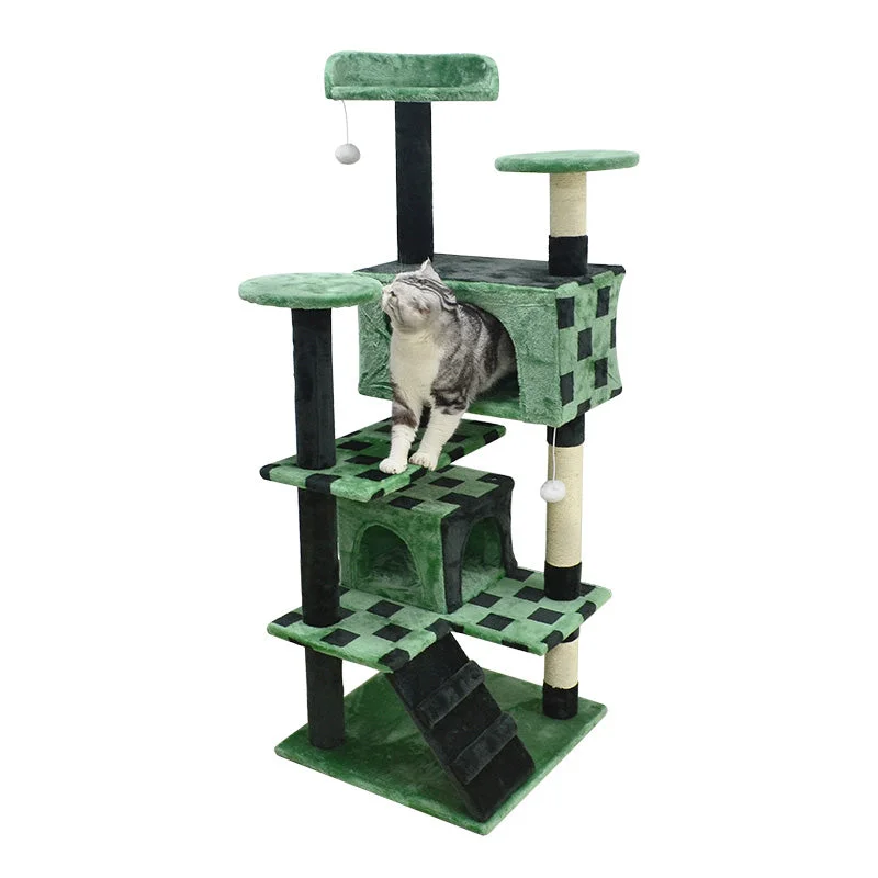 Bamboo rabbit chew toy-52 inch black square two condos cat tree