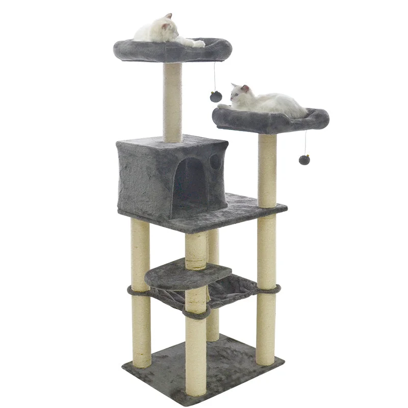 Flexible pet grooming glove-56 inches double perches cat tree