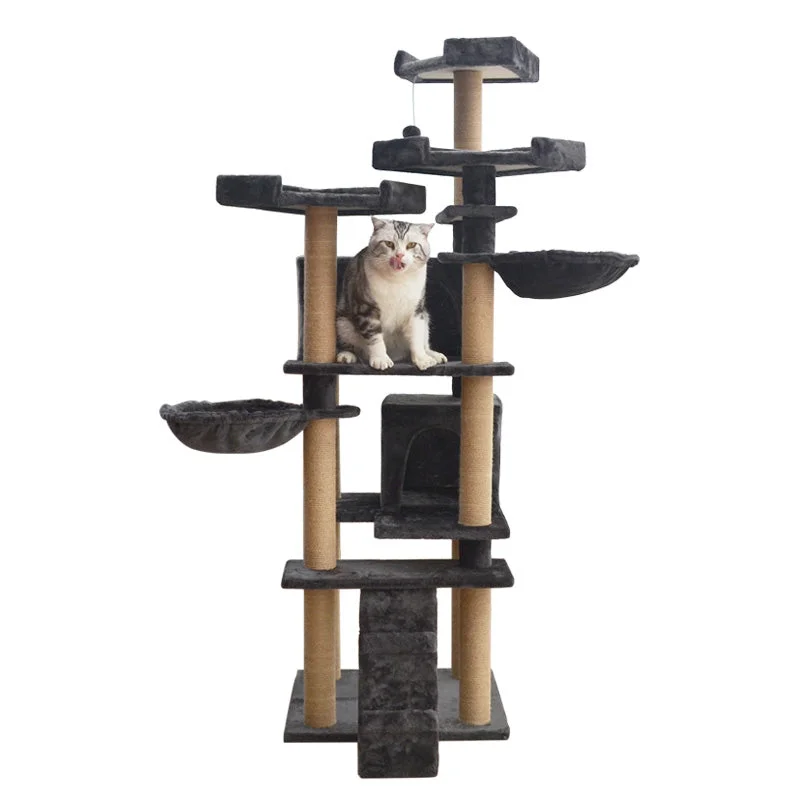 Elevated puppy water tray-61 inch cat tree for multiple cats