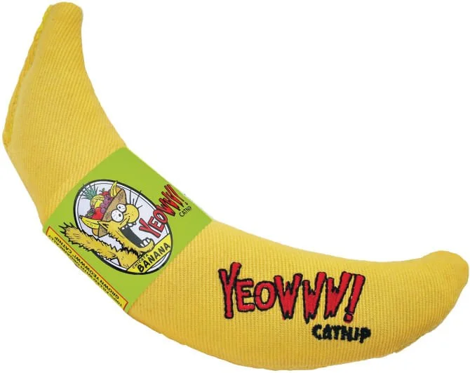 Knitted cat sleep sack-Yeowww! Banana Catnip Toy, 7"