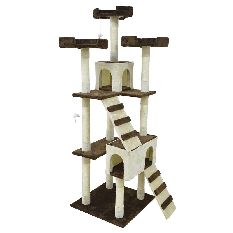 Antibacterial pet paw wash-72-inch deluxe multiple perches cat tree