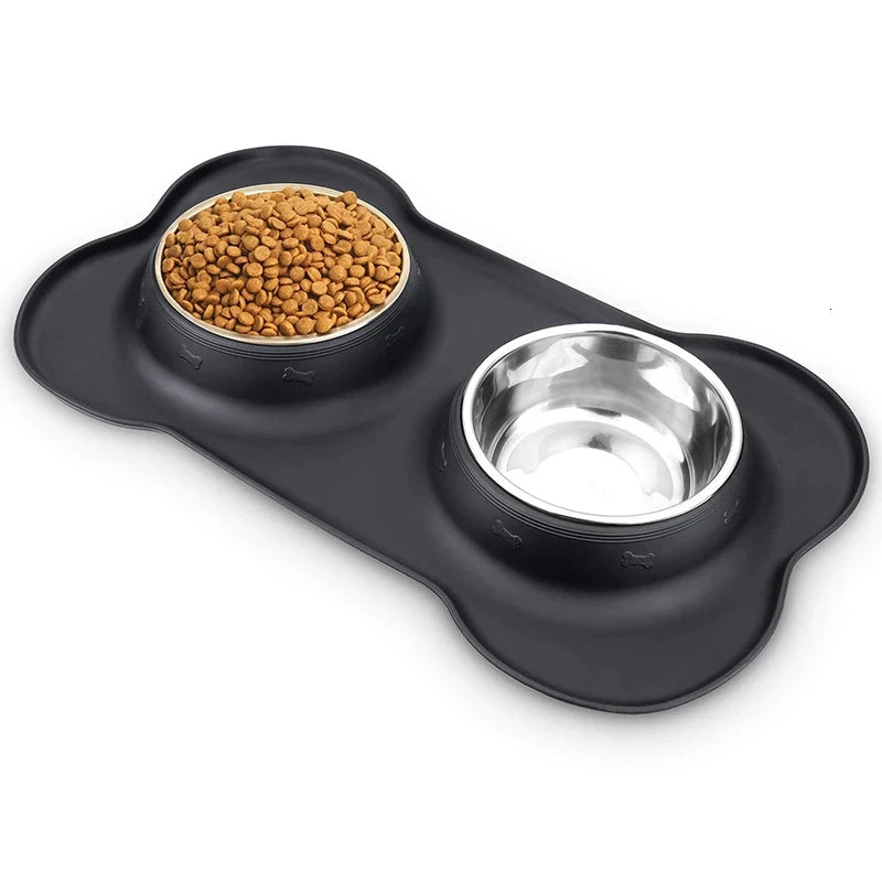 Polished ceramic pet bowl-Antislip Double Stainless Steel Food Bowl