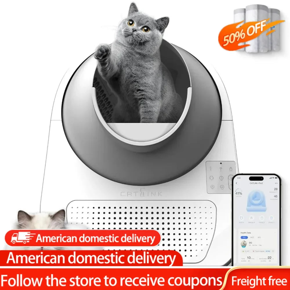 Floral cat walking harness-Automatic Self Cleaning Cat Litter Box with APP, Odor Control, Health Monitoring, 60 Liners and 1 Carbon Filter Box Included