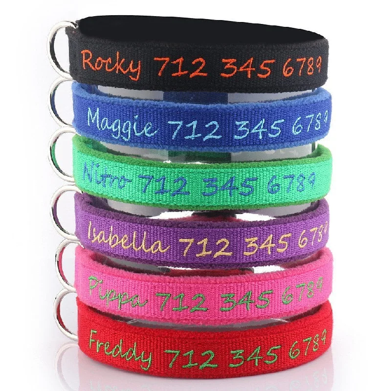 Vinyl cat scratch guard-Deluxe Bamboo & Soft Padded Fleece - Personalized Dog Collar