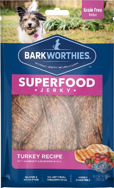 Vinyl cat scratch guard-Barkworthies Turkey with Cranberry & Blueberry Superfood Jerky Dog Treats