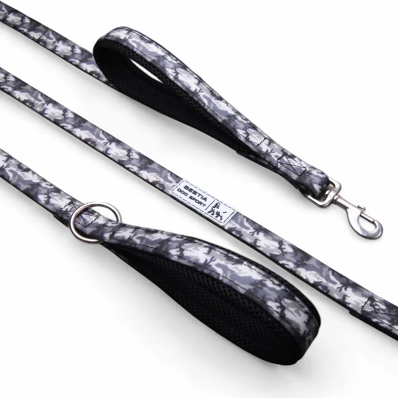 Stackable bird travel cage-BESTIA DOG SPORT dual handle leash grey camo