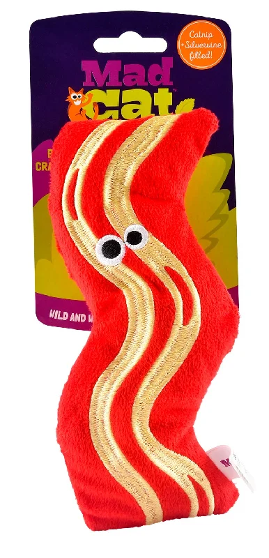 Double-clip pet leash-Mad Cat Big Bacon Catnip Kicker Toy