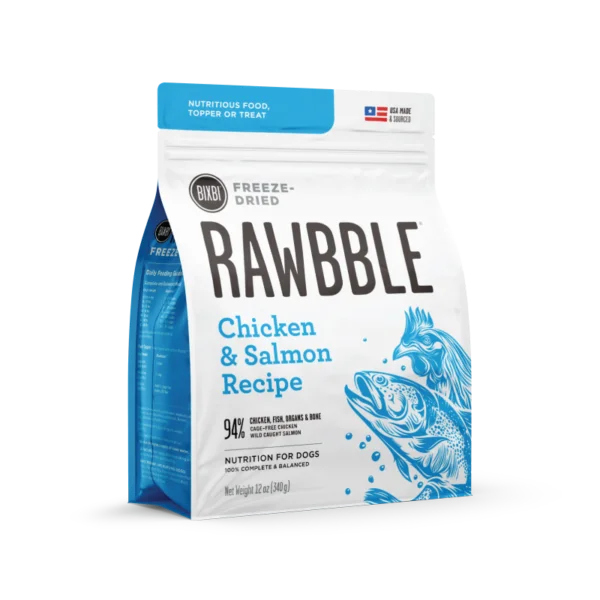 Crinkle catnip play ball-Bixbi Rawbble® Freeze-Dried Food for Dogs – Chicken & Salmon Recipe