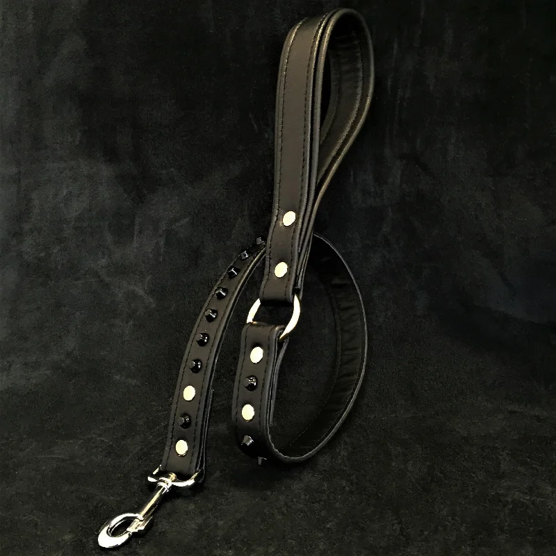 Crinkle catnip play ball-Black studded leash