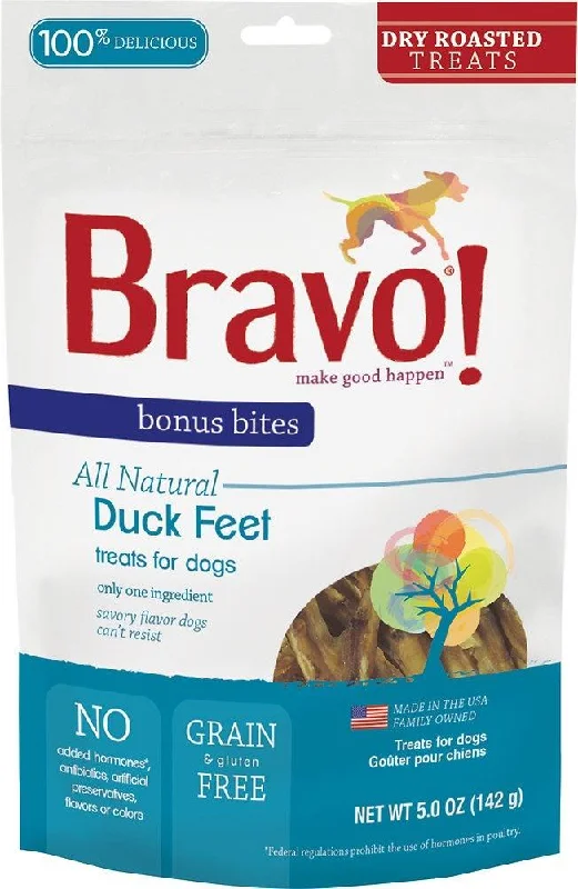 Grain-free cat dental bites-Bravo! Bonus Bites Duck Feet Dry-Roasted Dog Treats