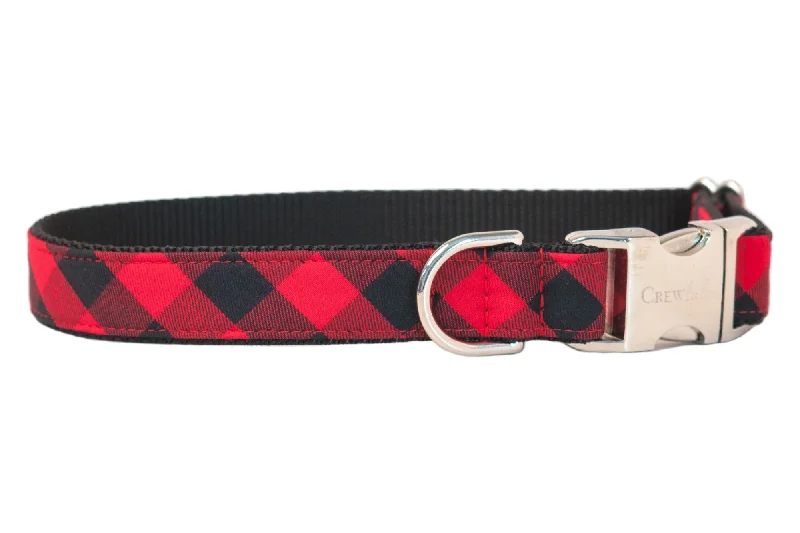 Faux-fur pet nest-Red & Black Buffalo Plaid Dog Collar