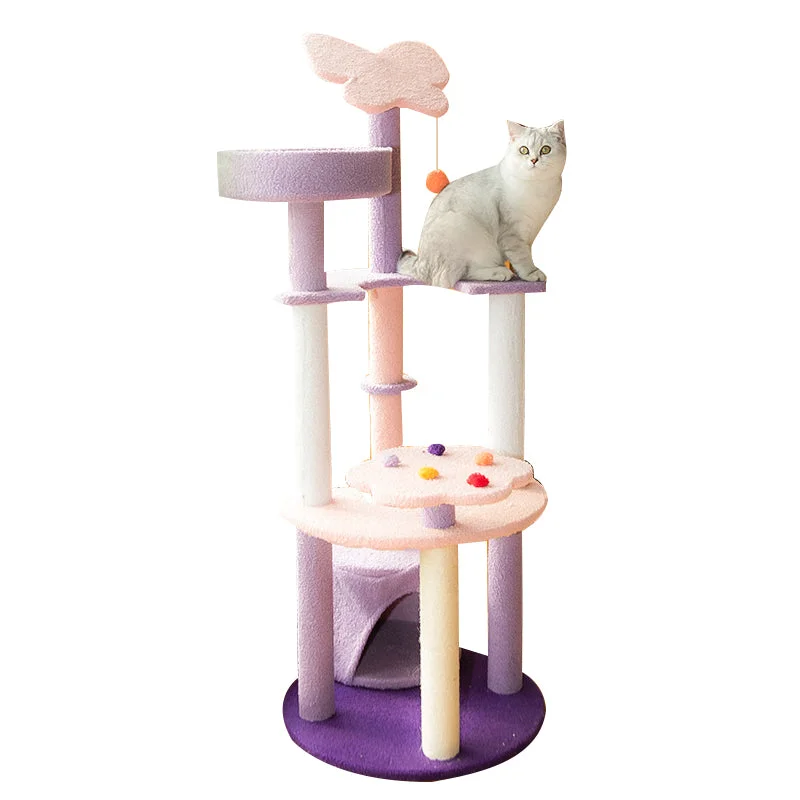 Furry cat sleep mat-Butterfly Theme Cat Tree