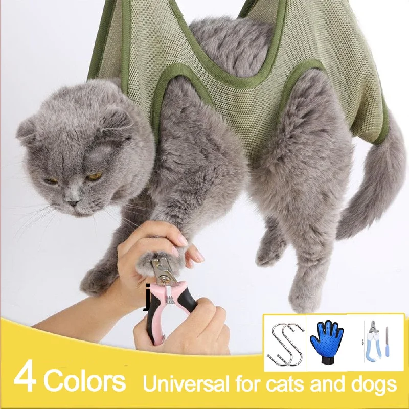 Padded pet adventure pack-Cat Grooming Restraint Bag with Hammock