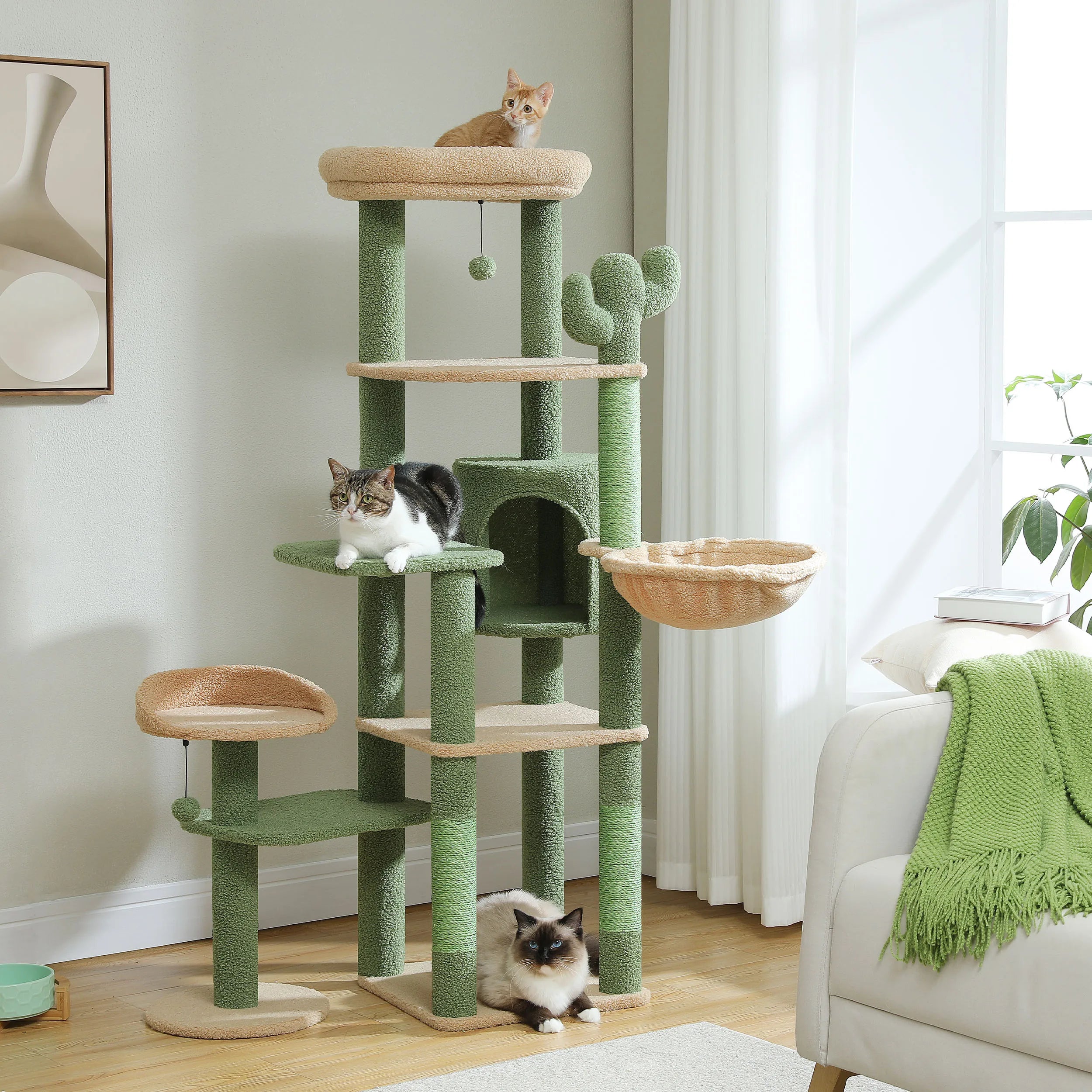 Buckled pet car seat-Cat Tree for Large Cat Multi-Level Cat Tower