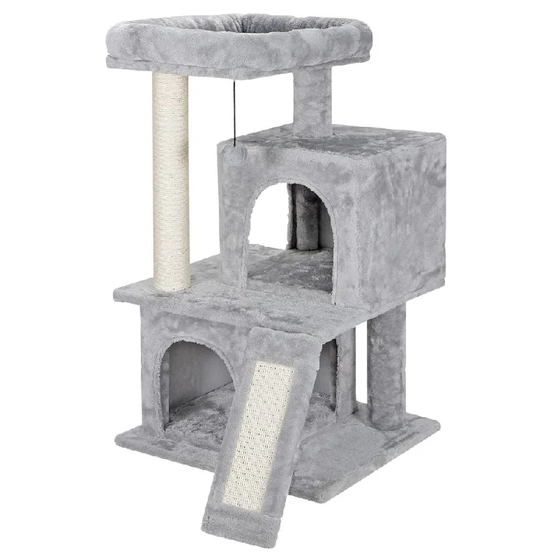 Silent hamster exercise wheel-Cat Tree House Scratching Post with Ramp