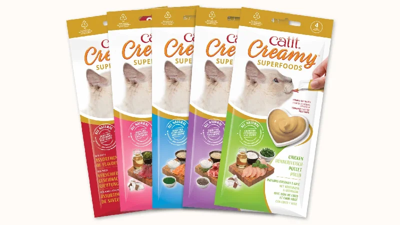 Raised cat food dish-CatIt Creamy Superfoods lickable cat treats