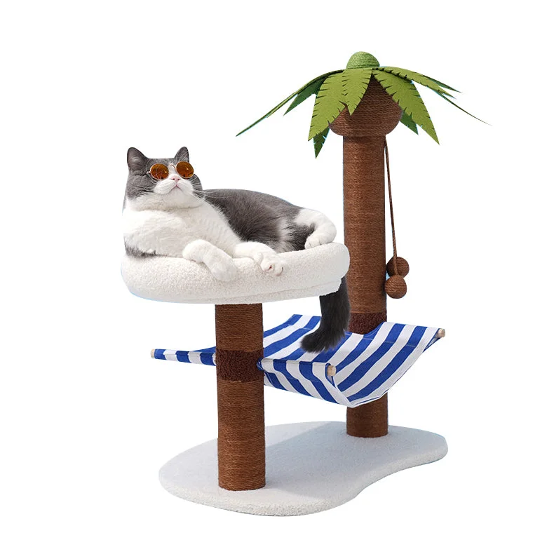 Breathable pet chest vest-Coconut tree cat scratch stand with hammock