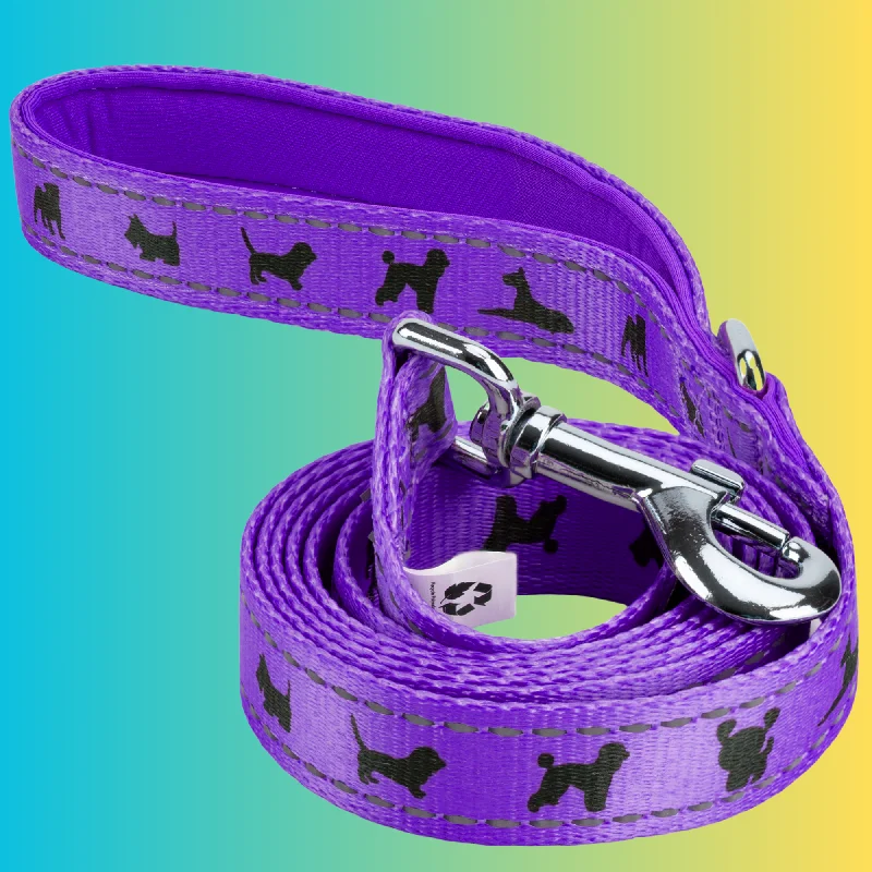 Soft-bristle pet brush-EcoBark Purple Dog Leash- Padded Comfort Grip Leash Dog Pattern - 4ft, 5ft, and 6ft  for XS, Small, and Medium Dogs