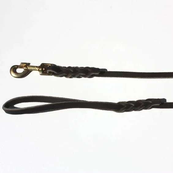 Wide-tooth pet detangler-Schweikert Soft Leather Leash, 11mm 1.80m (6ft) with handle, black