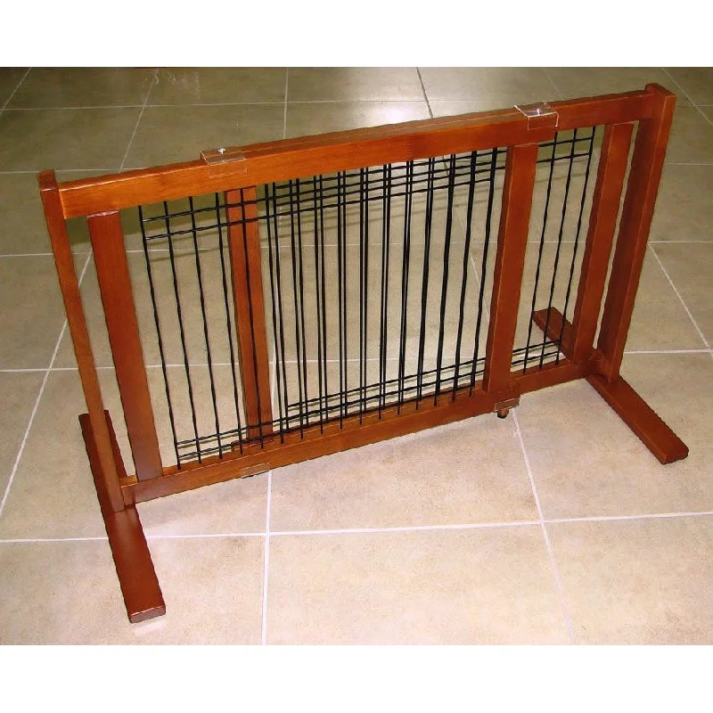 Quick-dry pet bathrobe-Pet Freestanding Wood/Wire Pet Gate