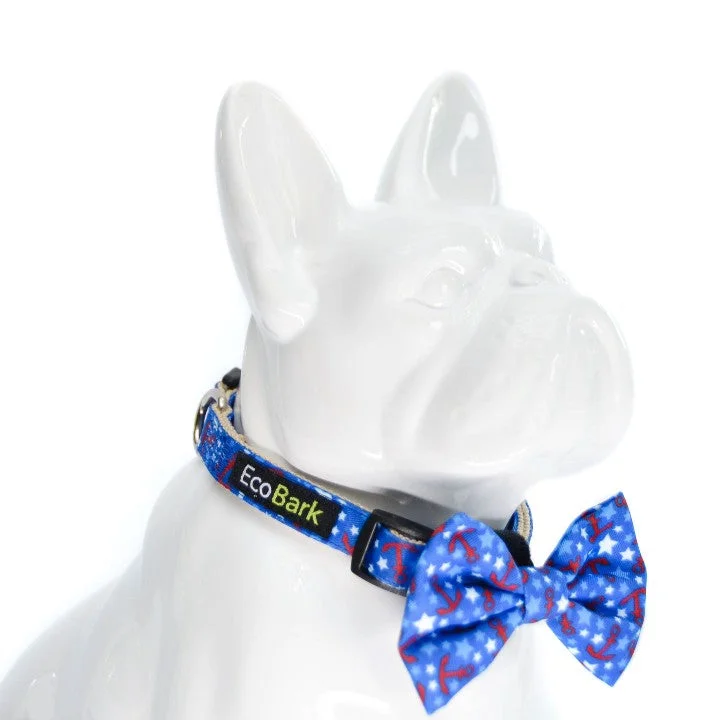 Low-tone pet training clicker-EcoBark Bow Tie Collar - Nautical Print