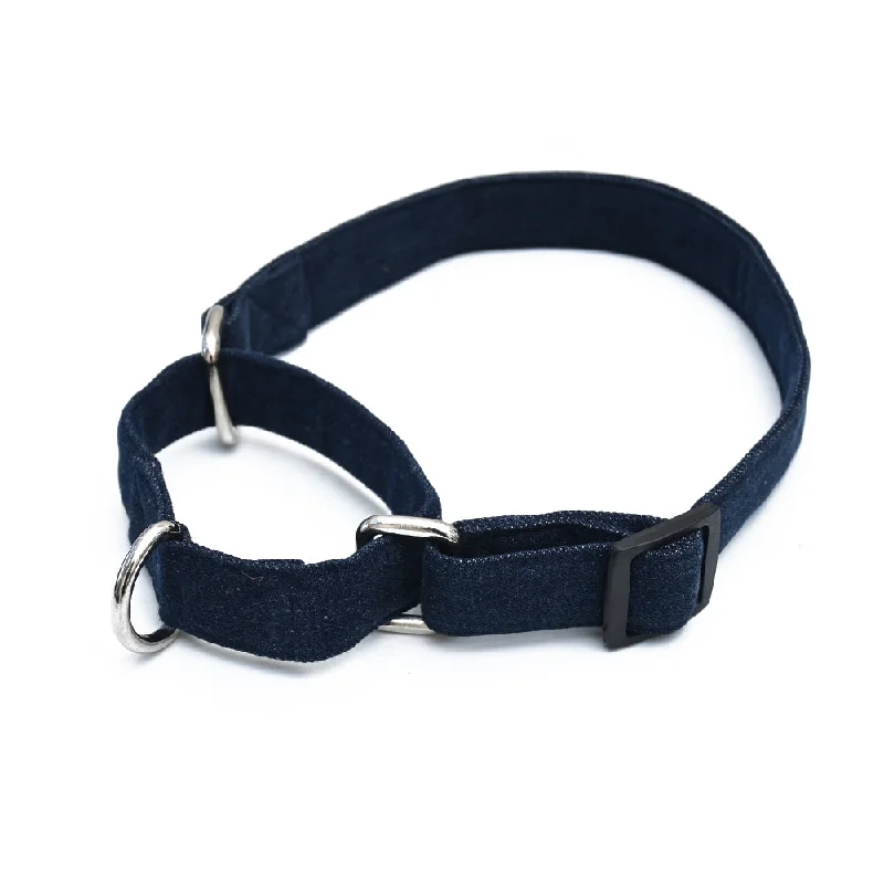 Soft pet burrow nest-Dark Blue Denim Martingale Collar