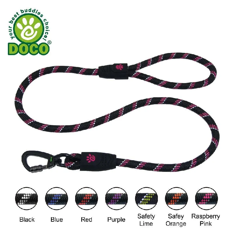 Biodegradable pet poop bags-DOCO® 4ft or 5ft Reflective Rope Dog Leash w/ Click & Lock Snap (1/2" Width)