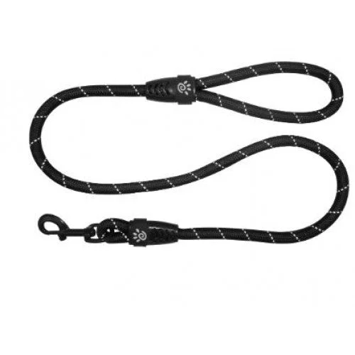 Compact cat travel litter-Doco 4ft Reflective Rope Leash with Loop Handle ver. 2-Ø13mm x 120cm-Large/Black