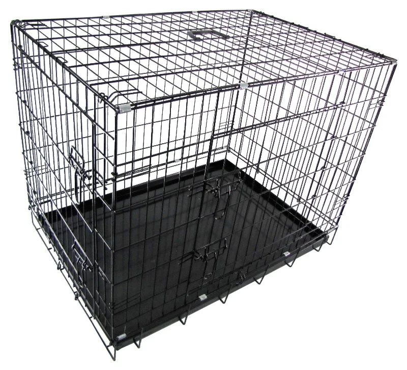 Stable cat window shelf-Dog Cage Crates Puppy Pet Carrier Training Folding Metal Cage With Tray KENNEL