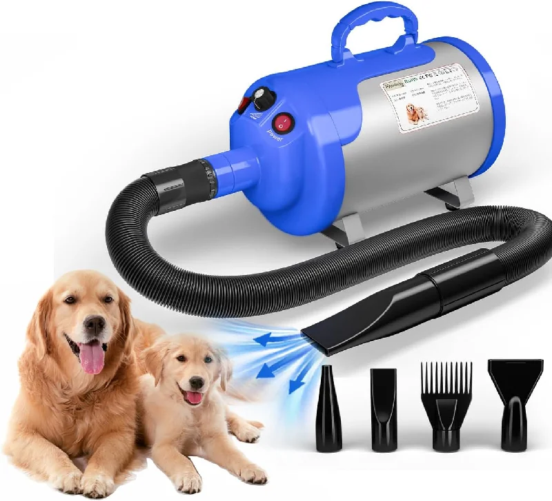 Stretchy guinea pig leash-Dog Hair Dryer Blower Very Quiet 5.2 HP / 3800 W Motor Adjustable Speed, Dog Grooming Dryer Blower with 4 Different Nozzles Elastic Hose