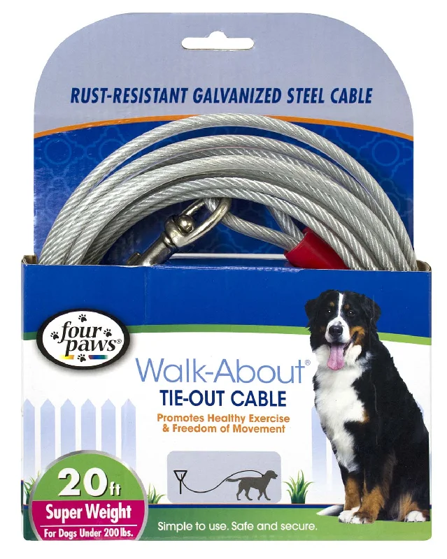 Portable pet shelter tent-Dog Super Tie Out Cable, Silver, 20 Ft