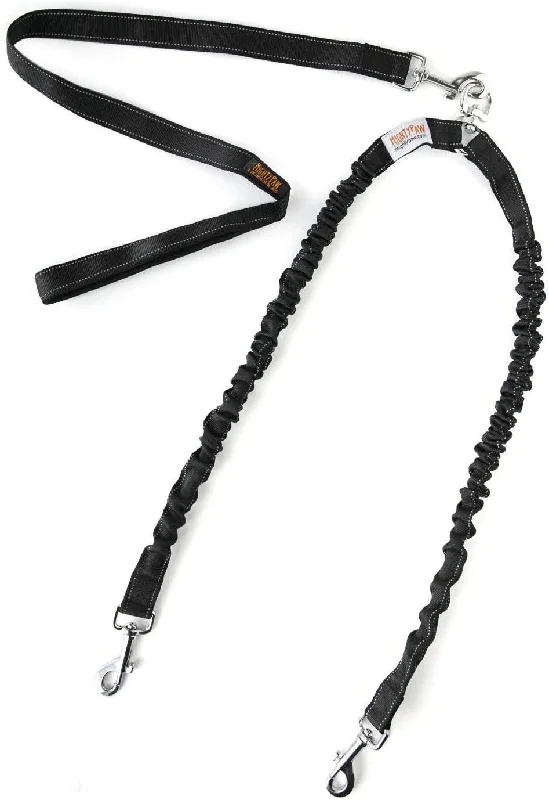 Mesh cat walking harness-Double Dog Bungee Leash - Tangle-Free Swivel, Weather-Proof Nylon