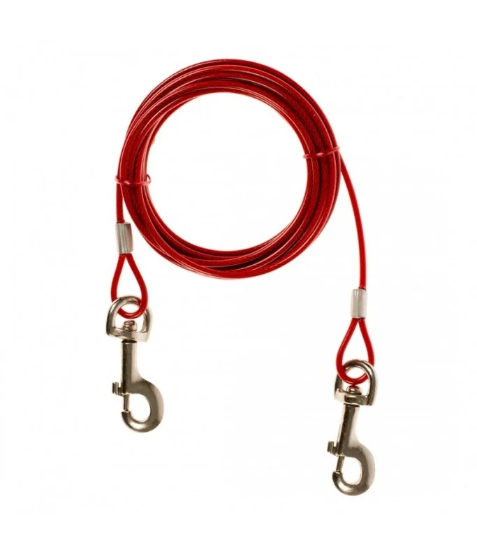 Curved pet claw clipper-Duvo Dog Tie Out Cable Lightweight Red 4.5m