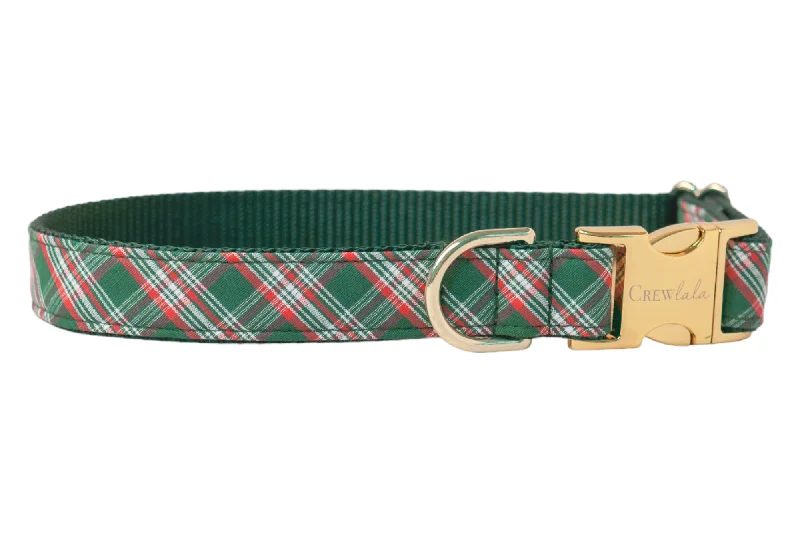 Non-skid birdcage pad-Evergreen Plaid Everyday Dog Collar