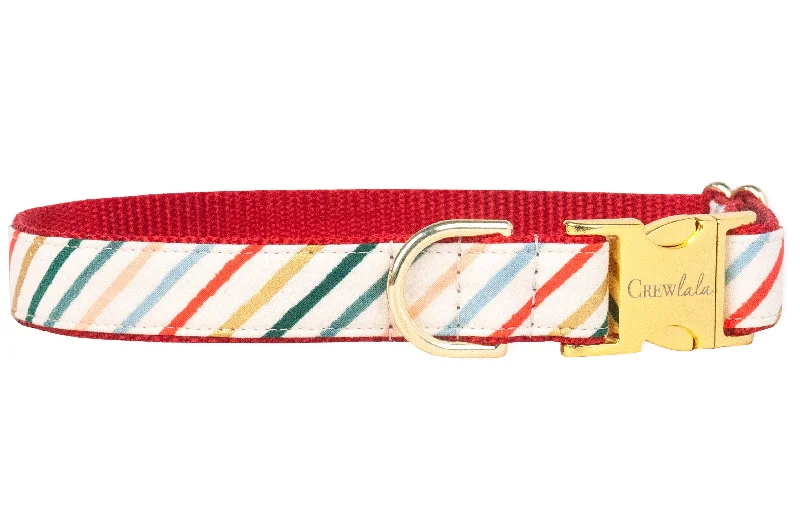 Compostable pet waste bags-Festive Stripe Dog Collar - Two Styles