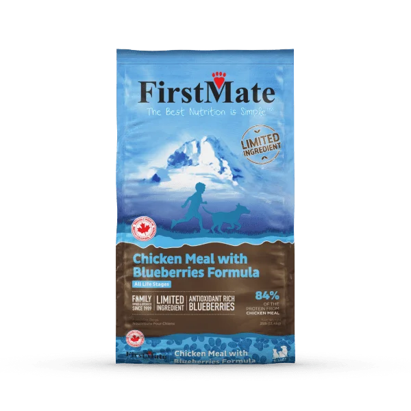 Plush puppy tug bone-FirstMate Pet Foods Limited Ingredient Chicken Meal with Blueberries Formula Dog Food