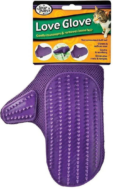 Breathable pet socks-Four Paws Love Glove Grooming Mitt for Cats (Glove)