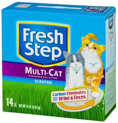 Odor-blocking pet purifier-Fresh Step 02049 Multi-Cat Scoopable Scented Litter with Febreze, 14 Lb