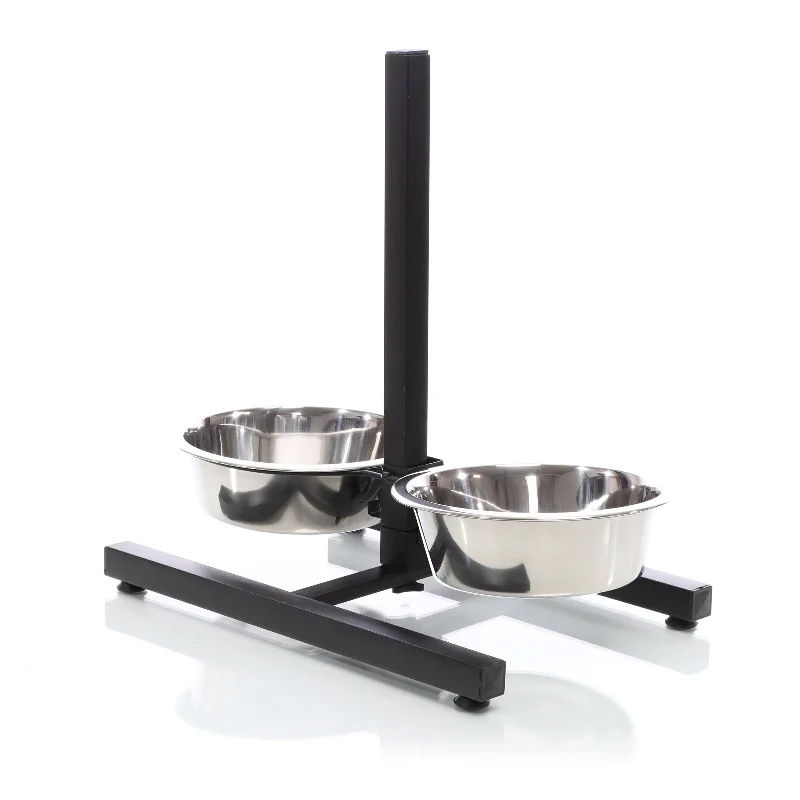 Plant-based pet shampoo-Fudajo double bowl with stand height adjustable L dog feeding station