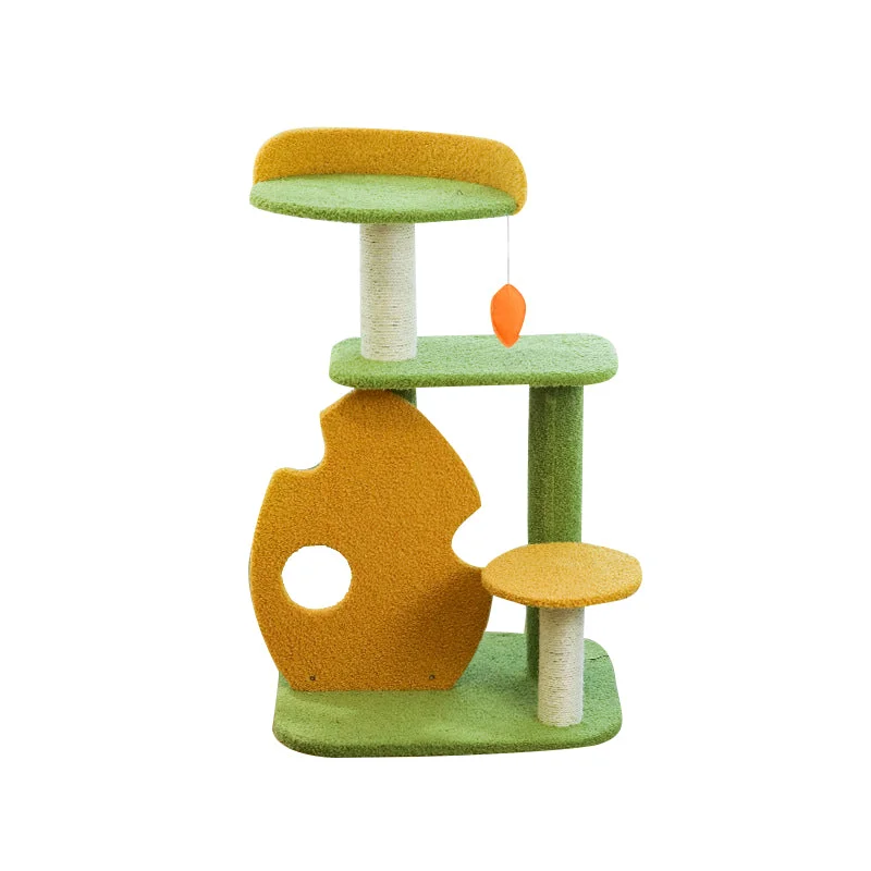 Soft pet grooming mitt-Green plant cat tree with soft tower