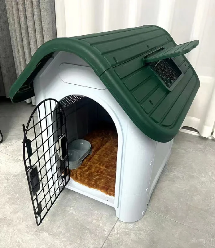 Textured rubber pet pad-Green Roof Dog House with Air vent