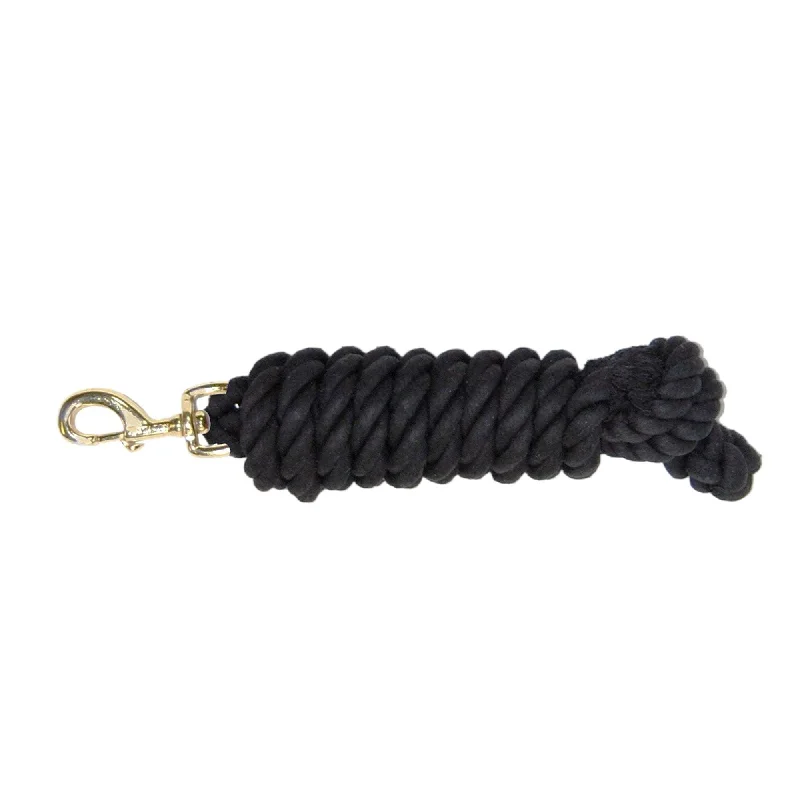 Heated reptile basking rock-Hamilton Cotton Rope Leads with Brass Bolt Snap Black