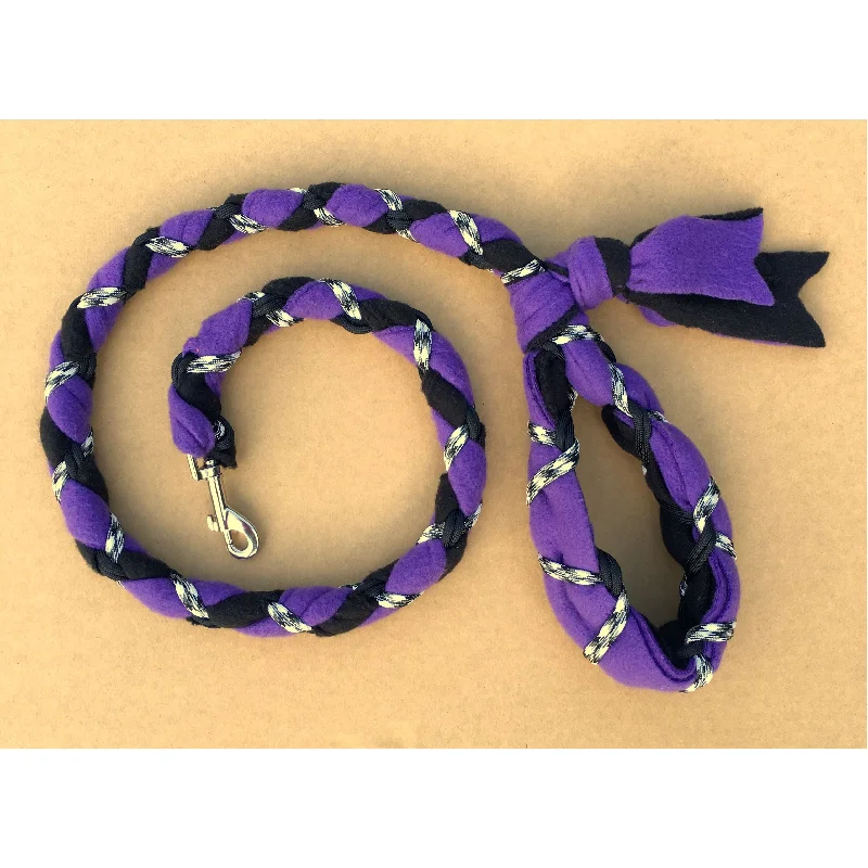 Quick-absorb pet pee mat-Hand Braided Dog Tug Leash with Clasp, Fleece and Paracord for Walking, Agility or Flyball Purple over Black with Black/White