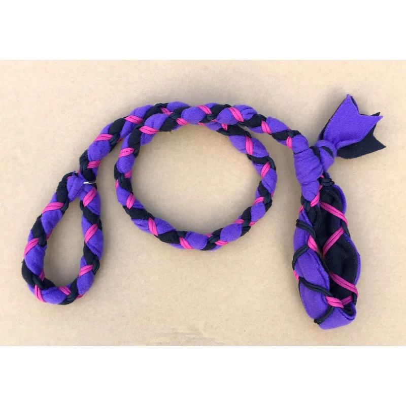 Locking pet flap door-Hand Braided Dog Tug Leash with Slip Collar, Fleece and Paracord for Walking, Agility or Flyball Purple over Black with Fuchsia