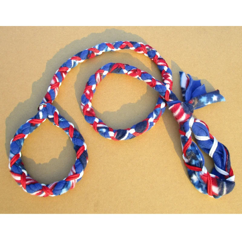 Quilted puppy sleep pad-Hand Braided Dog Tug Leash with Slip Collar, Fleece and Paracord for Walking, Agility or Flyball US Flag over Blue with White/Red