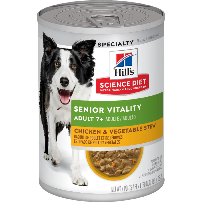 Lavender-scented pet collar-Hill's Science Diet Adult 7+ Senior Vitality Chicken & Vegetable Stew Dog Food