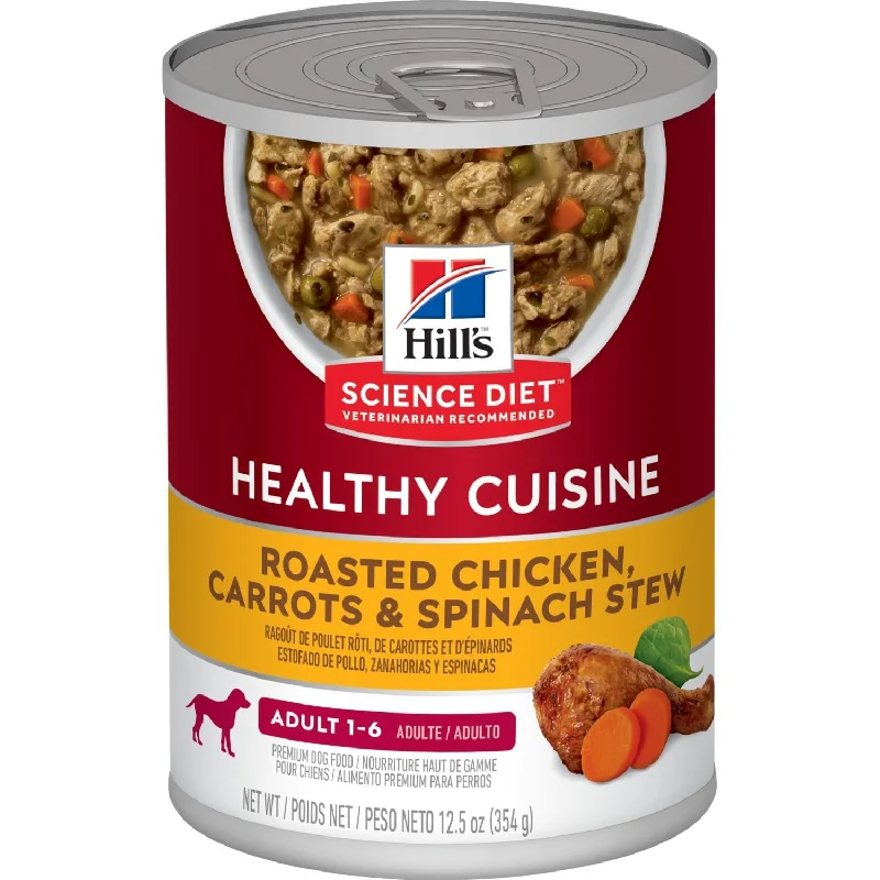 Soft-touch dog muzzle-Hill's® Science Diet® Adult Healthy Cuisine Roasted Chicken, Carrots & Spinach Stew dog food